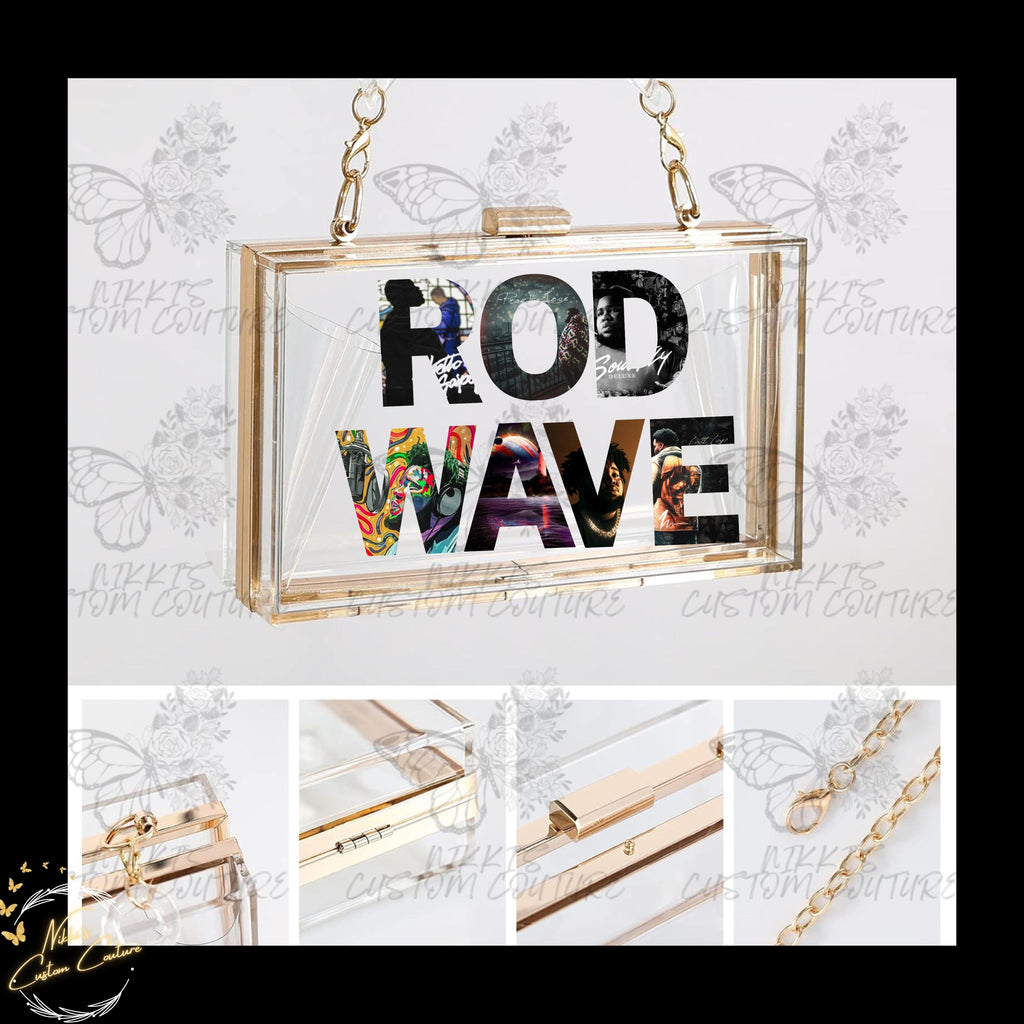 Rod Wave Clear Concert Bag, The Redemption Experience Tour, Stadium Approved Purse, Acrylic Clutch with Chain Strap, Concert Crossbody Bag