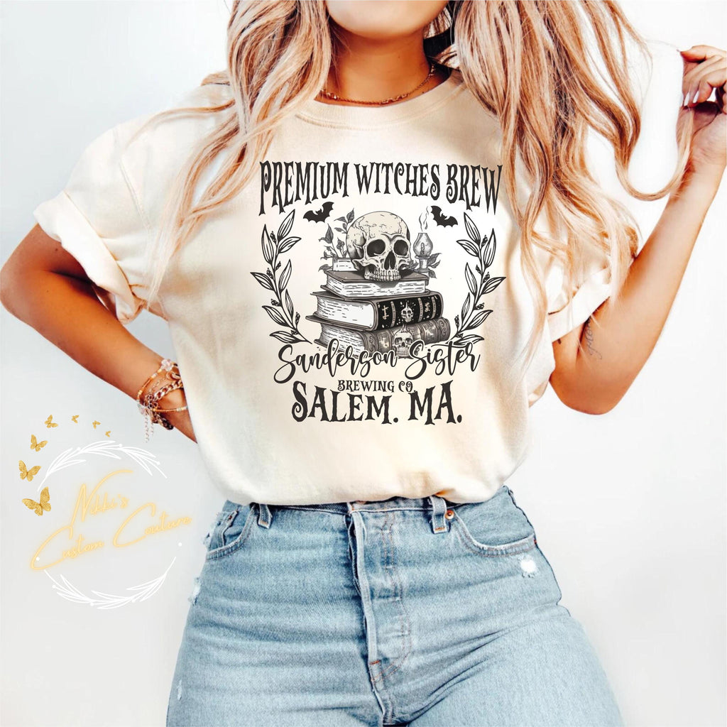 Premium Witches Brew Comfort Colors Tee, Sanderson Sisters Salem MA Halloween Shirt, Cozy Witchy Fall Tee