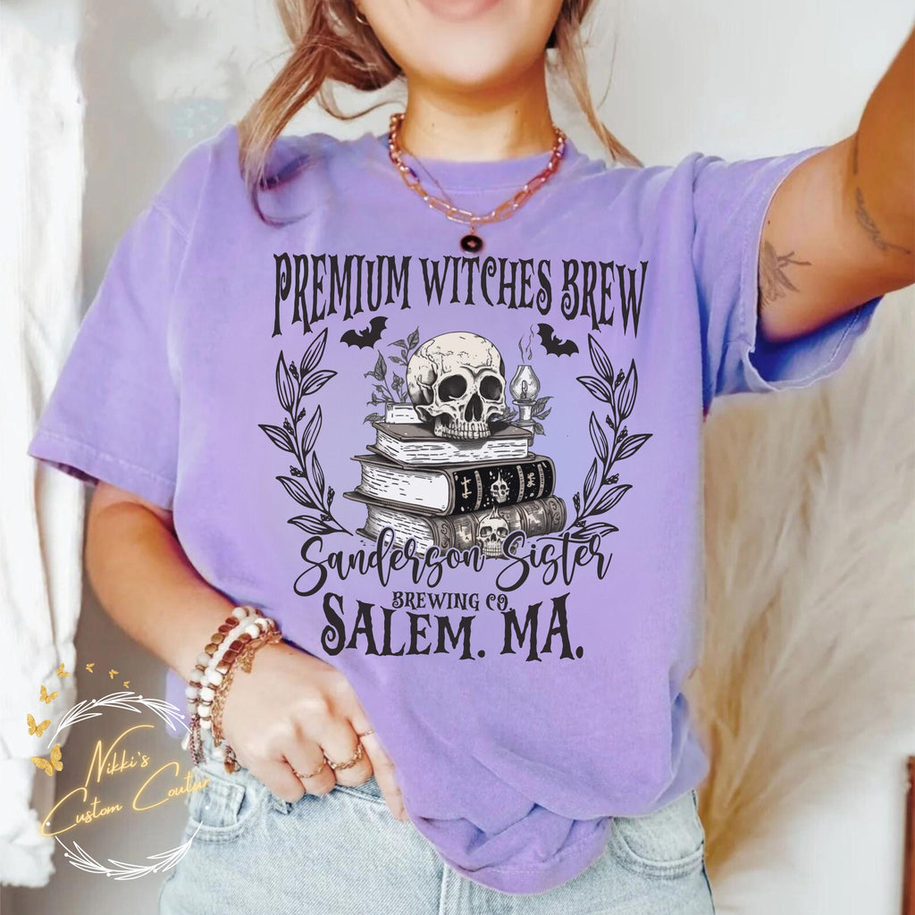 Premium Witches Brew Comfort Colors Tee, Sanderson Sisters Salem MA Halloween Shirt, Cozy Witchy Fall Tee