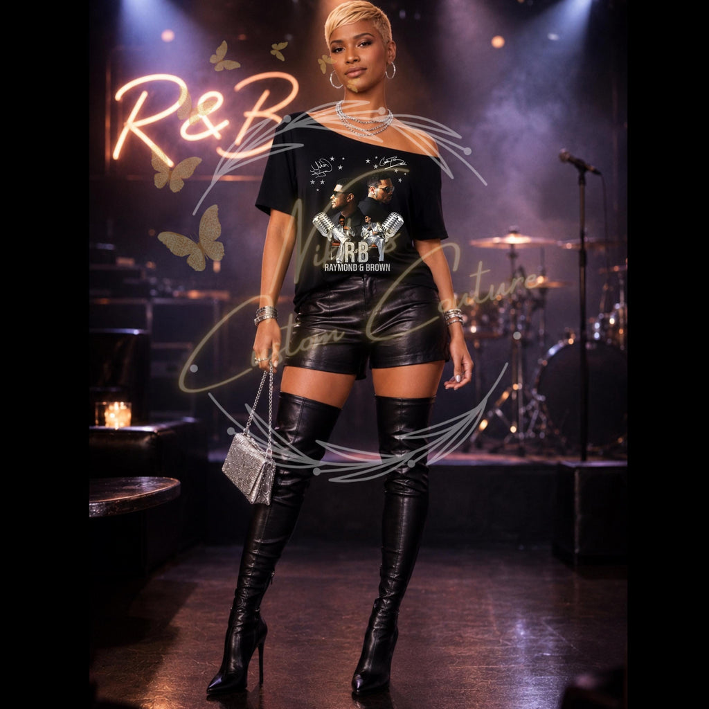 R&B Tour Inspired Off The Shoulder Shirt | Raymond and Brown Shirt | Concert Fan Shirt | Vintage Style Graphic Tee | R and B Shirt