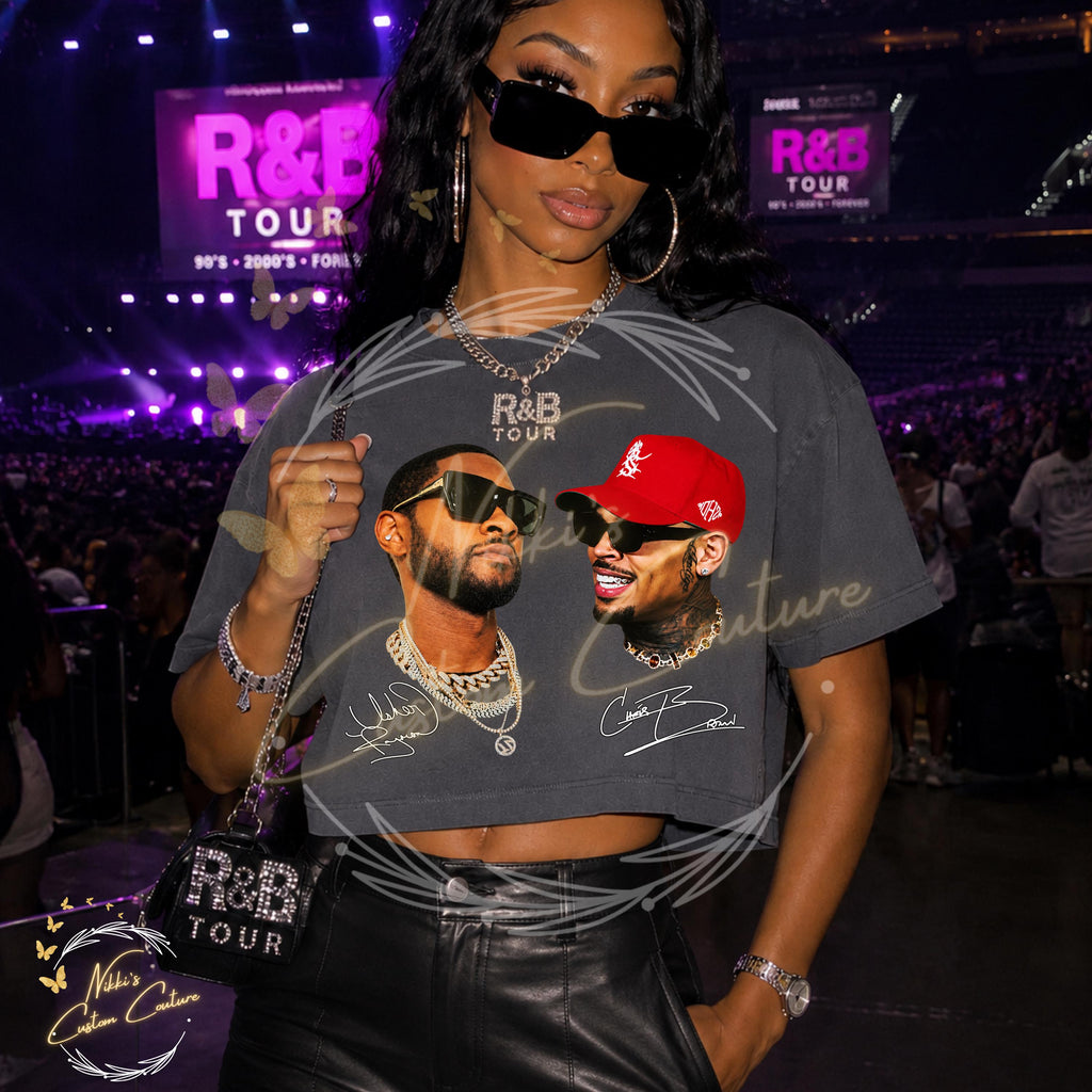 R&B Tour Inspired Muscle Tee, Chris Brown Shirt, Usher Tee, Usher and Chris Brown Shirt, Breezy Tee, Vintage Style Graphic Tee,  Crop Top