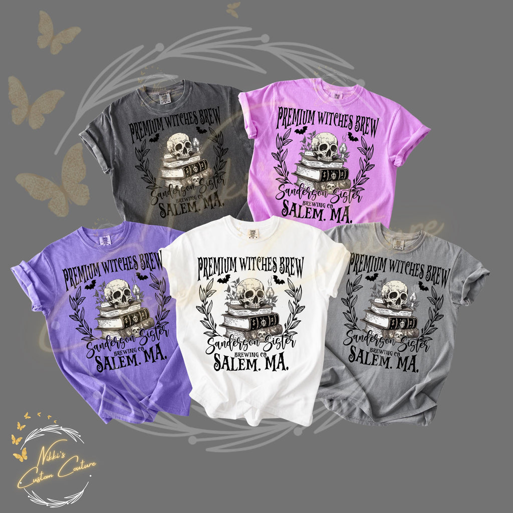 Premium Witches Brew Comfort Colors Tee, Sanderson Sisters Salem MA Halloween Shirt, Cozy Witchy Fall Tee